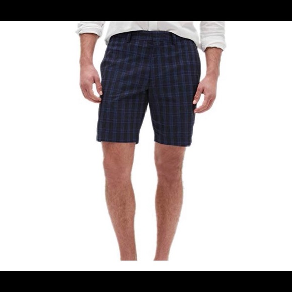 Banana Republic Other - Banana Republic Aiden-Slim Fit Stretch Club Shorts Navy Plaid SZ 36
